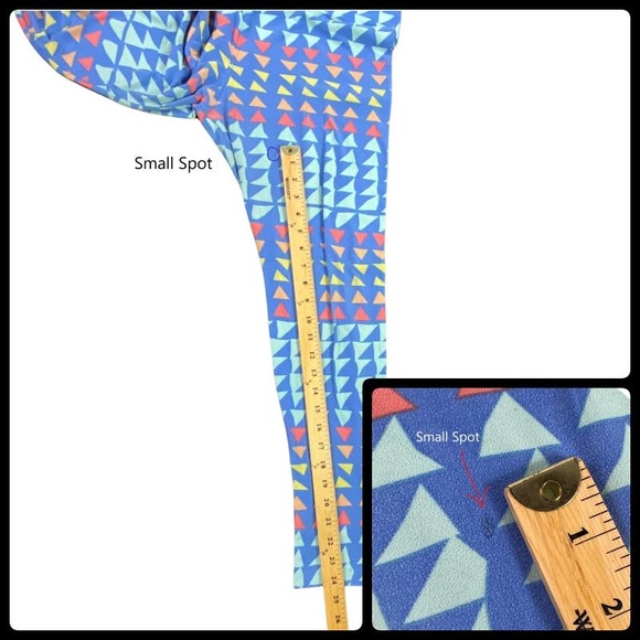 LulaRoe  Tall & Curvy Light Blue Multicolor Triangle Geometric Print Leggings - Picture 9 of 12